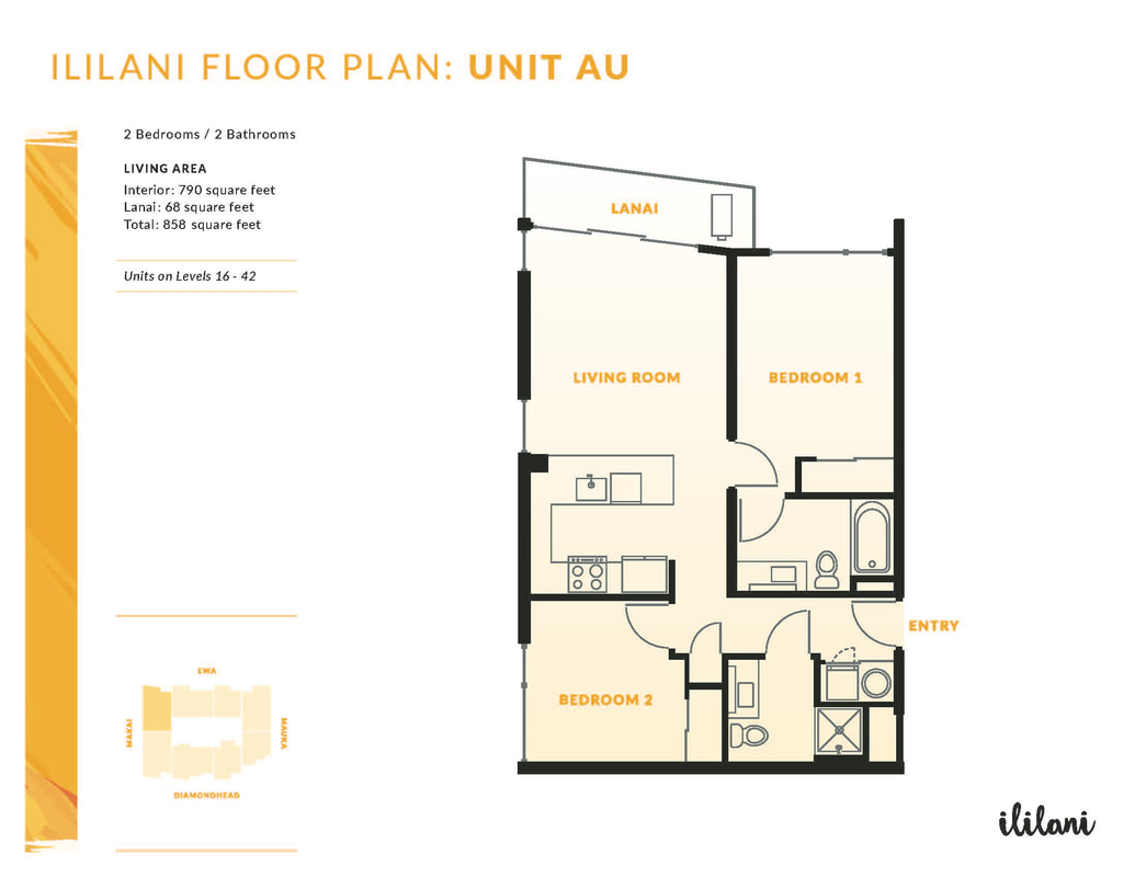 Ililani Unit Floor Plan AU (2bed)