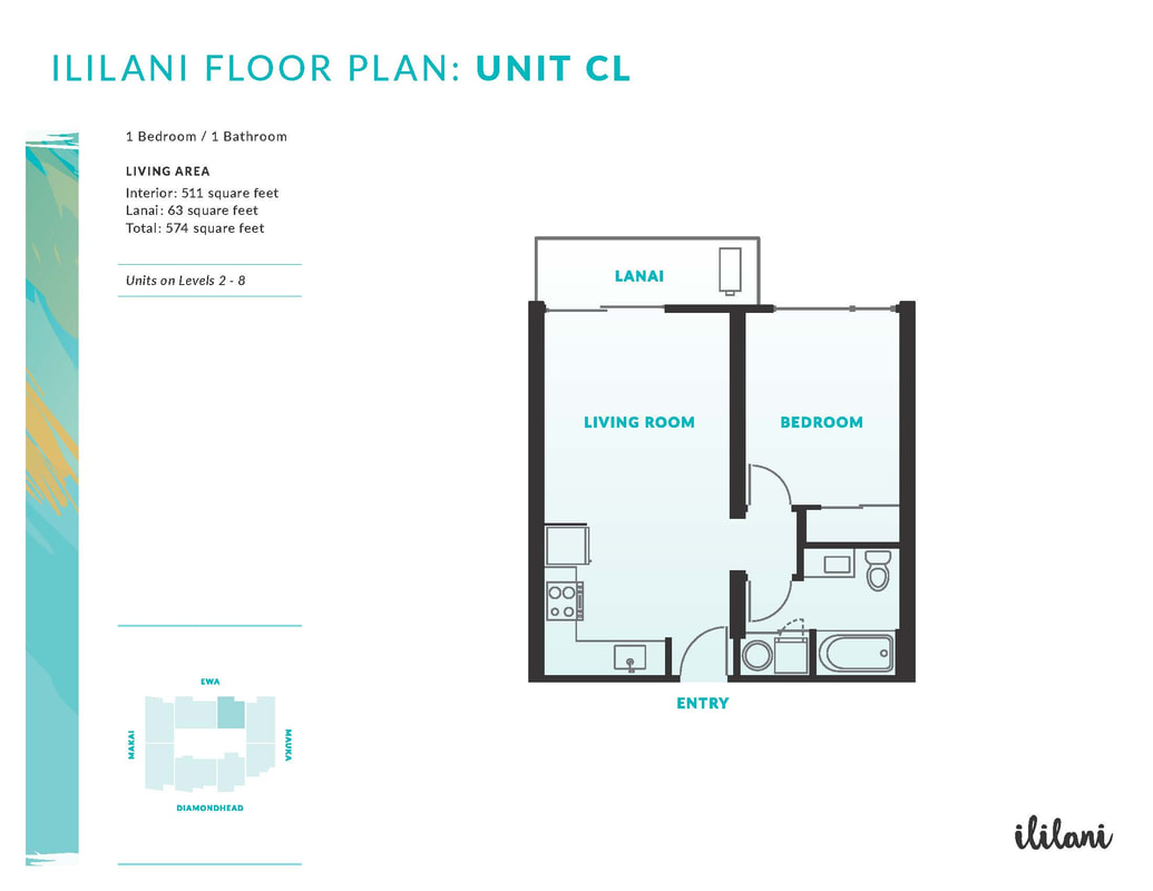 Ililani Unit Floor Plan CL (1bed)