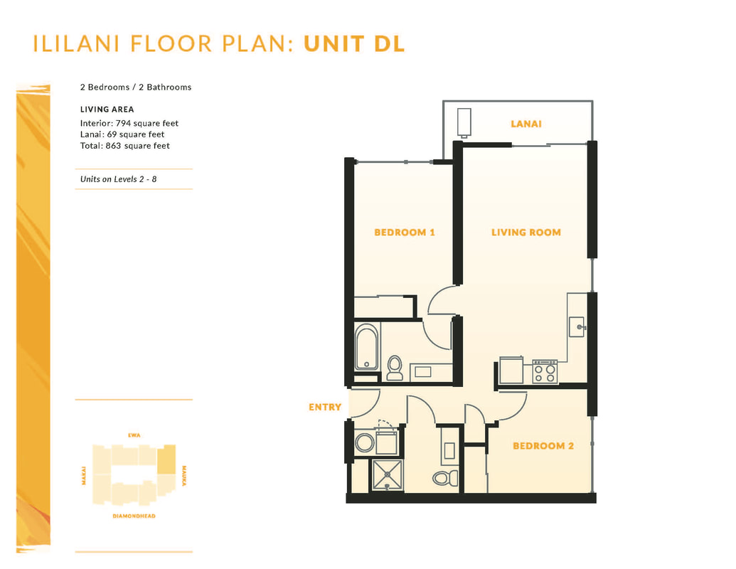 Ililani Unit Floor Plan DL (2bed)
