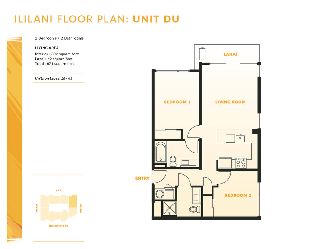 Ililani Unit Floor Plan DU (2bed)