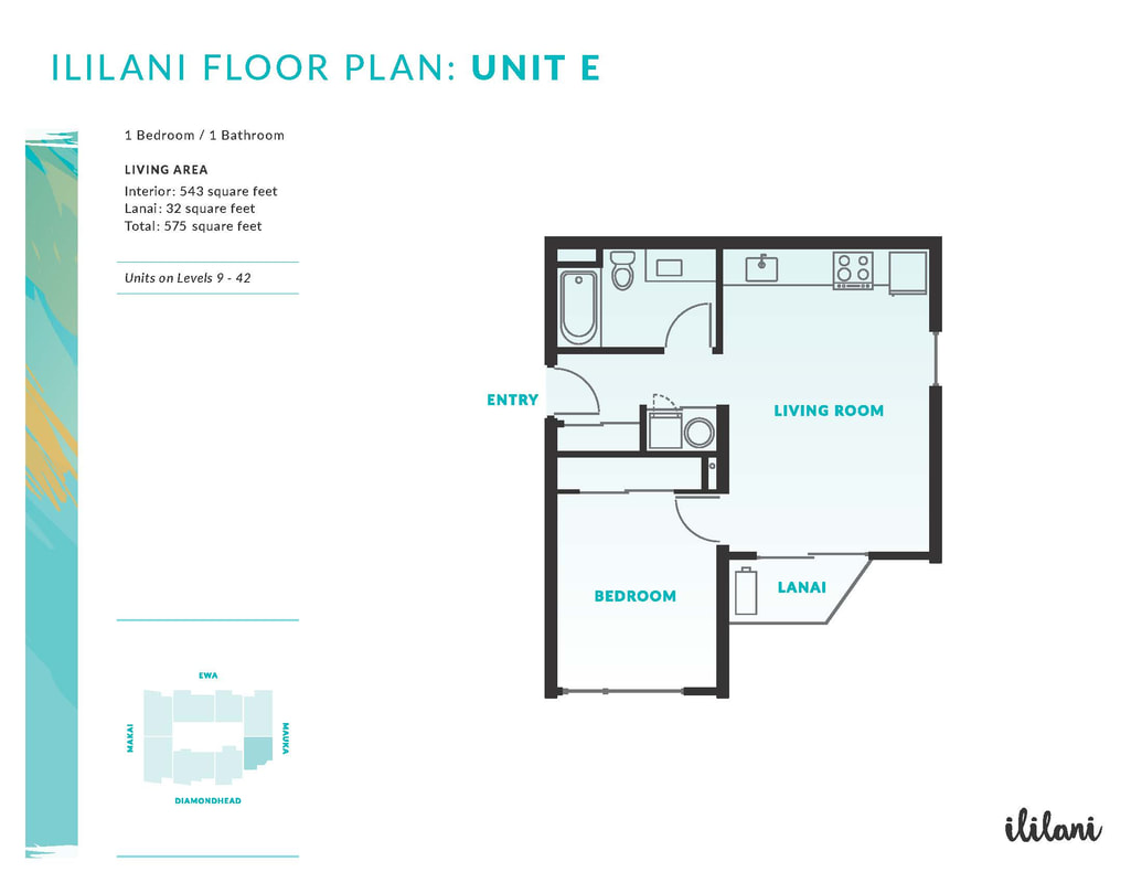 Ililani Unit Floor Plan E (1bed)