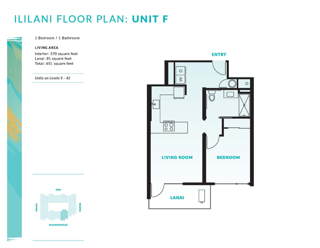 Ililani Unit Floor Plan F (1bed)