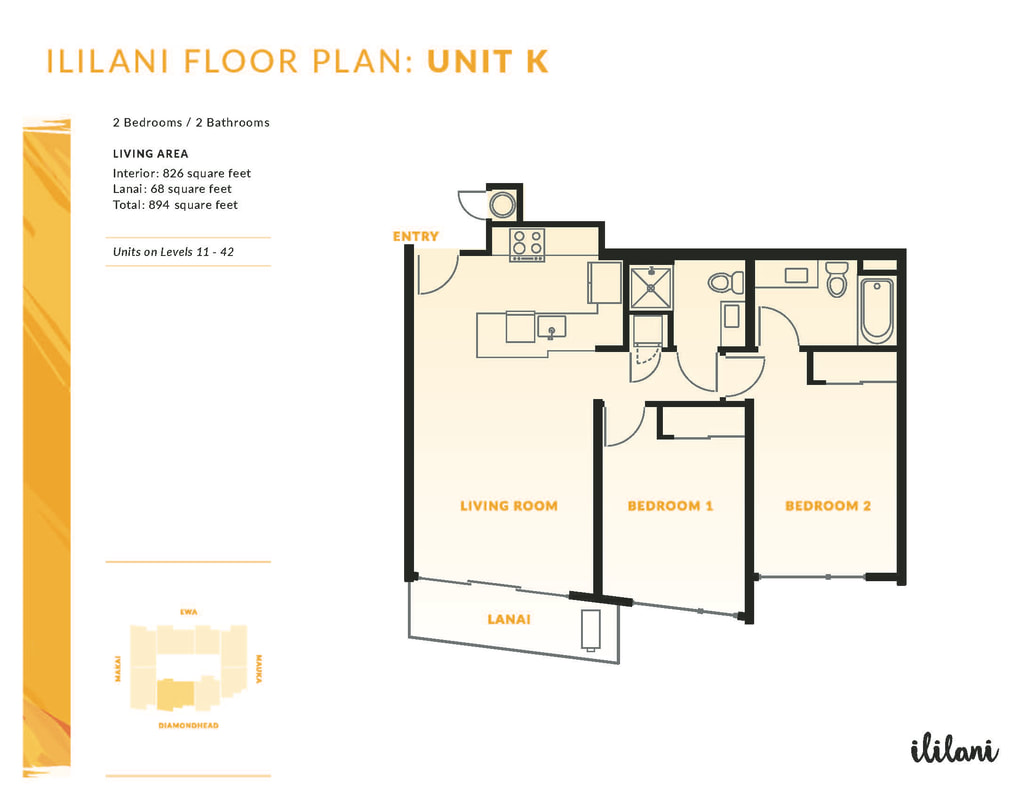 Ililani Unit Floor Plan K (2bed)