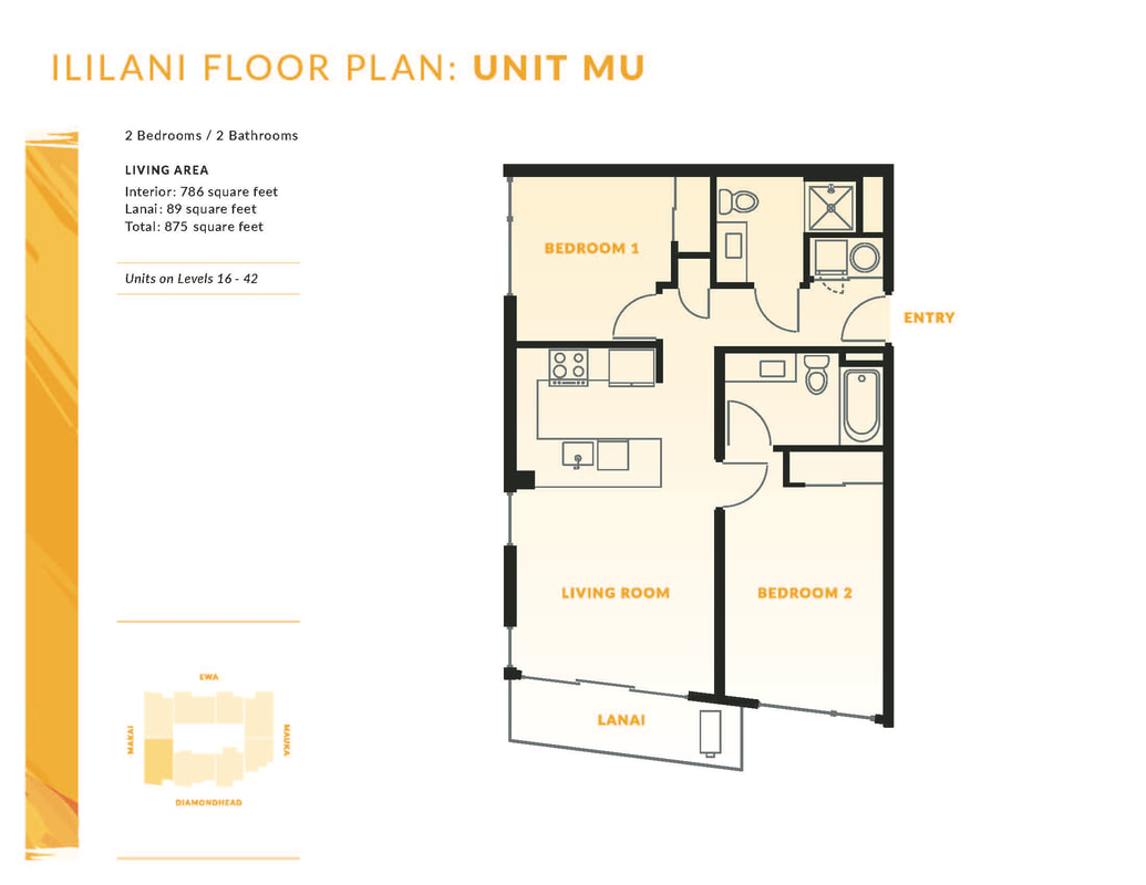 Ililani Unit Floor Plan MU (2bed)